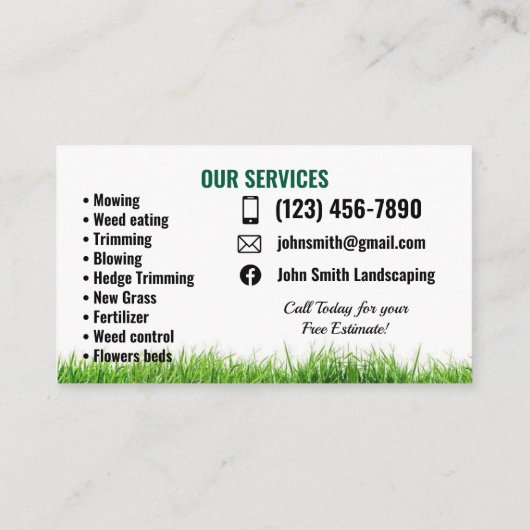 Visitekaartjes voor landschapsarchitectuur (Achterkant)