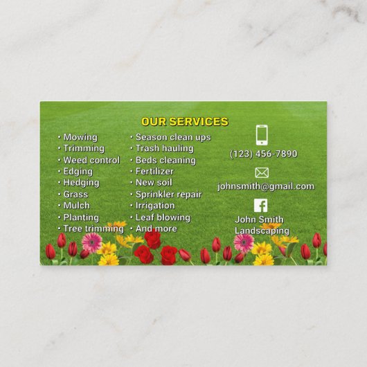 Visitekaartjes voor landschapsarchitectuur (Achterkant)