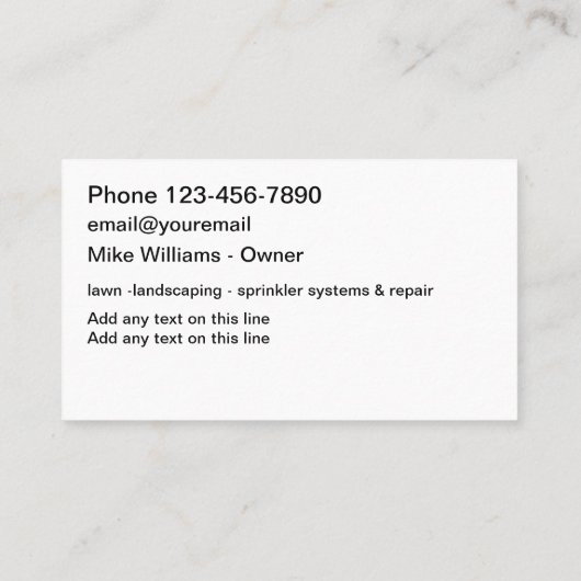 Visitekaartjes voor landschapsarchitectuur en irri (Achterkant)