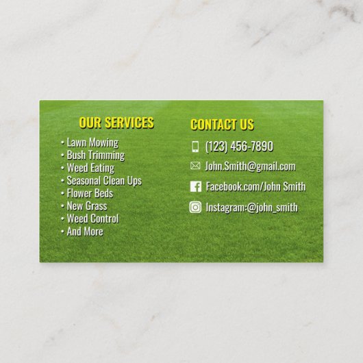 Visitekaartjes voor landschapsverzorging/gazon (Achterkant)