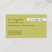 visitekaartjes voor leraren (Achterkant)