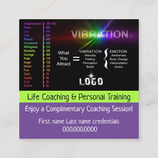 Visitekaartjes voor levenscoaching (Achterkant)