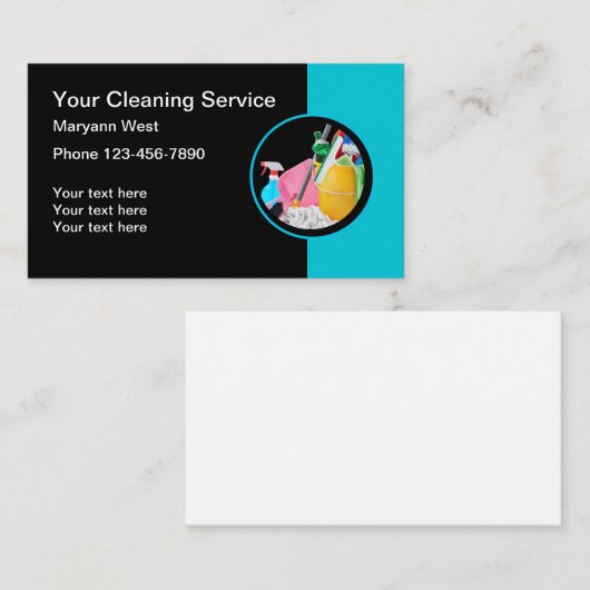 Visitekaartjes voor lokale reinigingsservice (Voorkant / Achterkant)