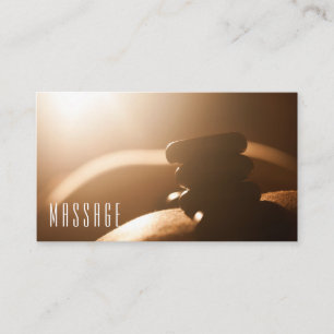 Visitekaartjes voor massagetherapie met warme ston
