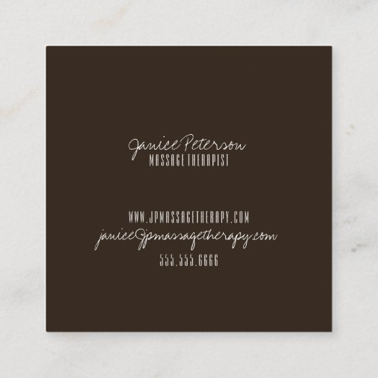 Visitekaartjes voor massagetherapie met warme ston (Achterkant)