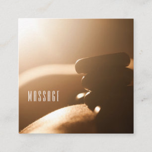 Visitekaartjes voor massagetherapie met warme ston