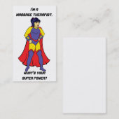 Visitekaartjes voor massagetherapieën in komieboek (Voorkant / Achterkant)