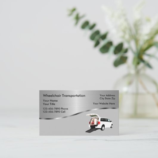 Visitekaartjes voor medisch rolstoelvervoer (Staand voorkant)