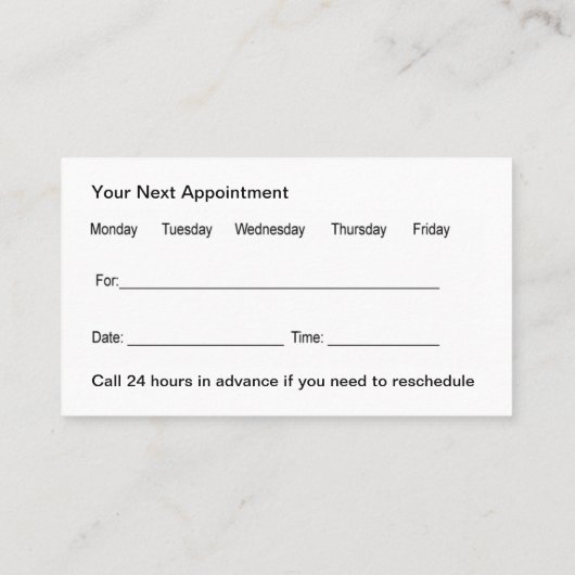 Visitekaartjes voor medische benoeming, dubbelzijd (Achterkant)