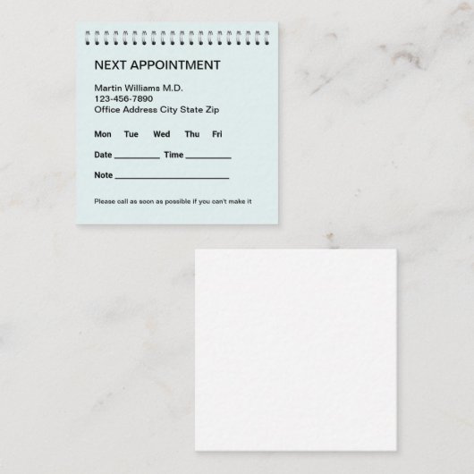 Visitekaartjes voor medische Kantoor Aanwijzing Afsprakenkaartje (Voorkant / Achterkant)