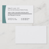 Visitekaartjes voor medische oncologie (Voorkant / Achterkant)