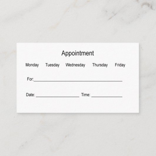 Visitekaartjes voor medische patiëntenbenoeming (Achterkant)