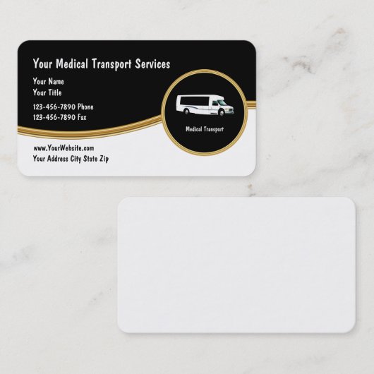 Visitekaartjes voor medische transportklassen (Voorkant / Achterkant)