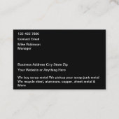 Visitekaartjes voor metaalrecycling en afvalverwer (Achterkant)