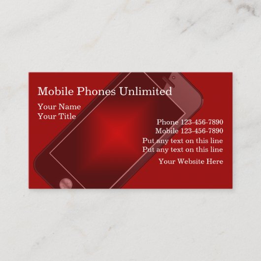 Visitekaartjes voor mobiele telefoons (Voorkant)