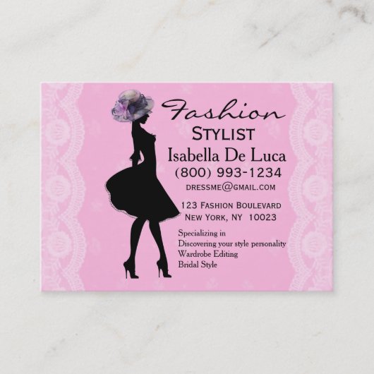 Visitekaartjes voor mode Stylist (Voorkant)