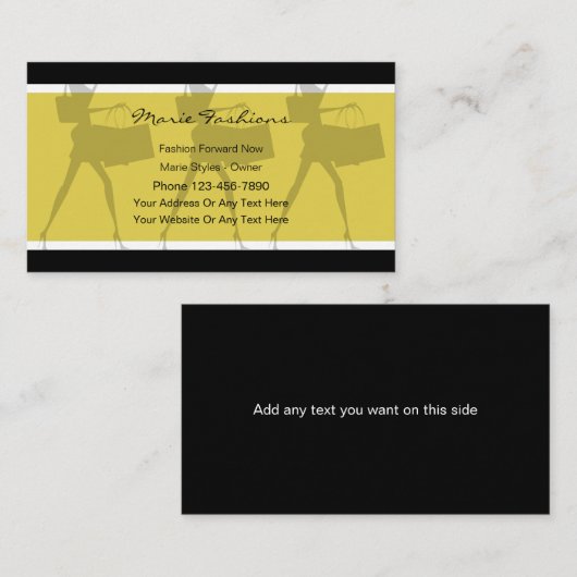 Visitekaartjes voor Mode van categorie (Voorkant / Achterkant)