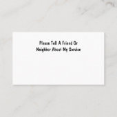 Visitekaartjes voor motorvoertuigen (Achterkant)