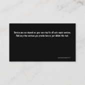 Visitekaartjes voor motorvoertuigen (Achterkant)