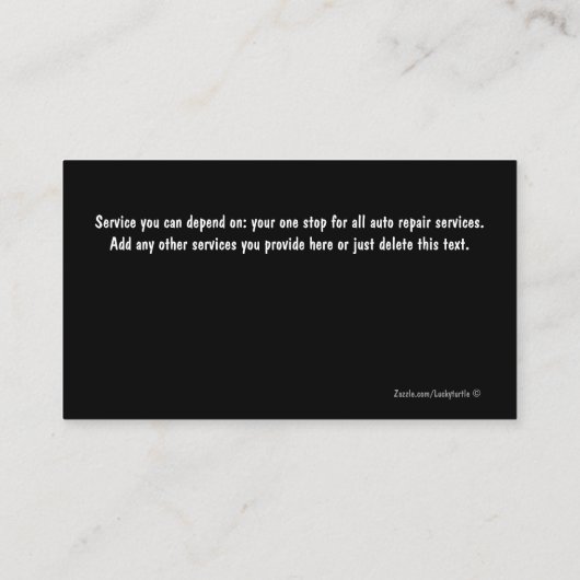 Visitekaartjes voor motorvoertuigen (Achterkant)