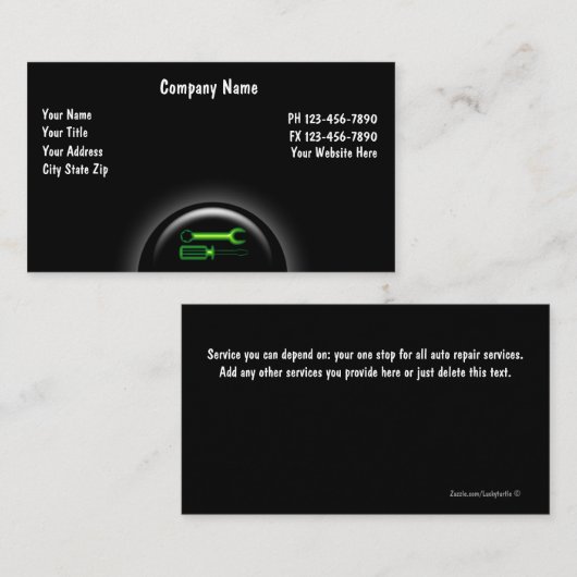 Visitekaartjes voor motorvoertuigen (Voorkant / Achterkant)