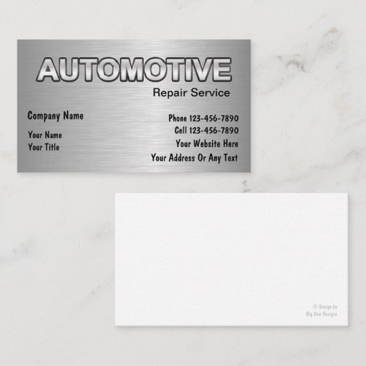 Visitekaartjes voor motorvoertuigen (Voorkant / Achterkant)