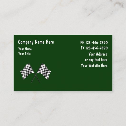 Visitekaartjes voor motorvoertuigen (Achterkant)