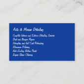 Visitekaartjes voor motorvoertuigen (Achterkant)