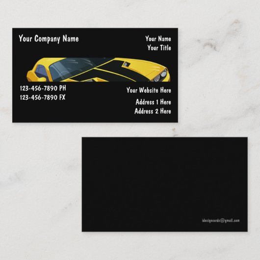 Visitekaartjes voor motorvoertuigen (Voorkant / Achterkant)