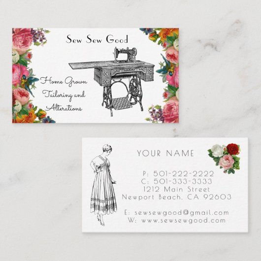 Visitekaartjes voor naadbelasting van  naaimachine (Voorkant / Achterkant)