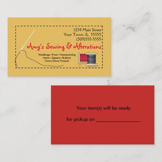 Visitekaartjes voor naaiwijzigingen (Voorkant / Achterkant)