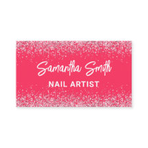 Visitekaartjes voor Nail Artist Hot Pink Glitter