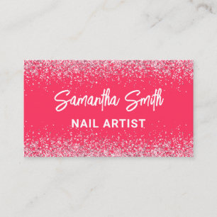 Visitekaartjes voor Nail Artist Hot Pink Glitter