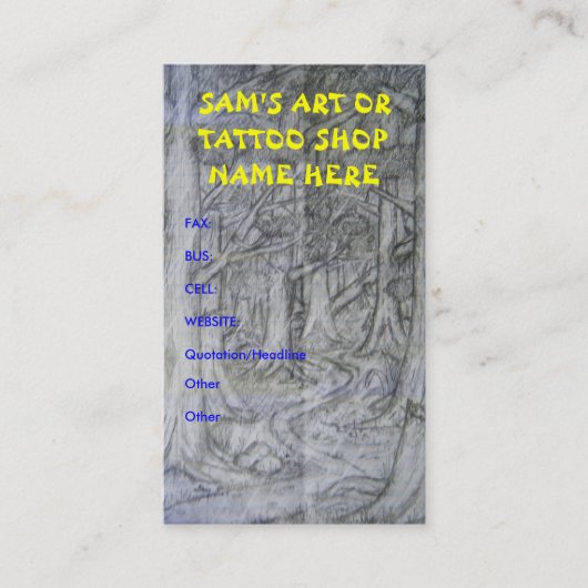 Visitekaartjes voor natuur of Tattoo (Voorkant)