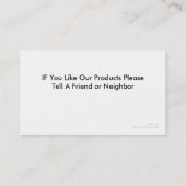 Visitekaartjes voor natuurlijk voeder voor gezelsc (Achterkant)