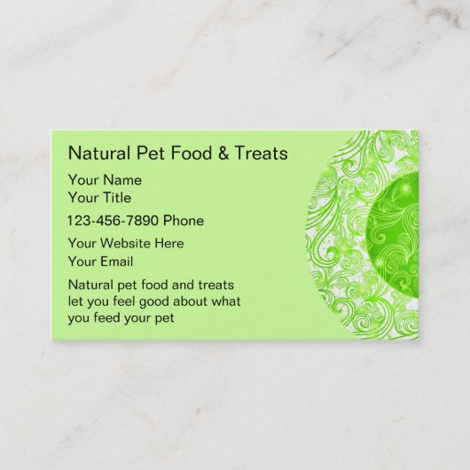 Visitekaartjes voor natuurlijk voeder voor gezelsc (Voorkant)