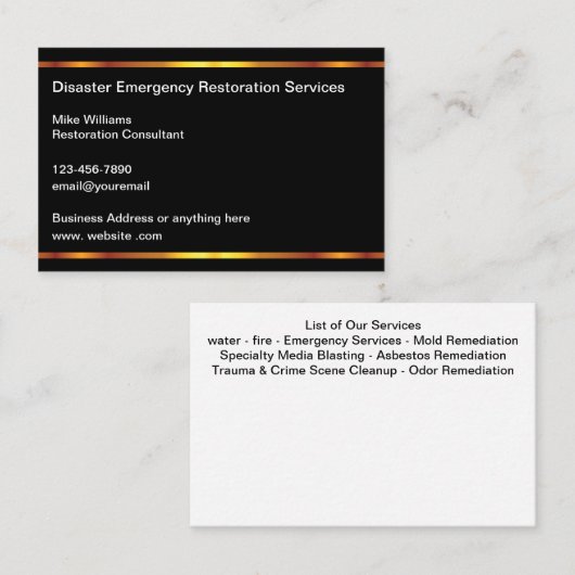 Visitekaartjes voor noodherstel (Voorkant / Achterkant)