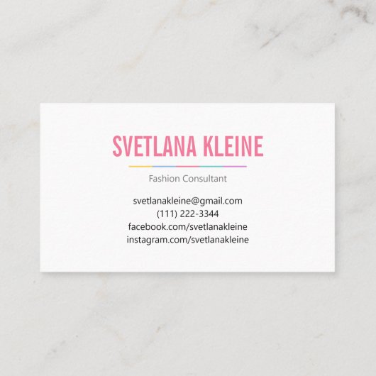 Visitekaartjes voor onafhankelijke Mode detailhand (Achterkant)