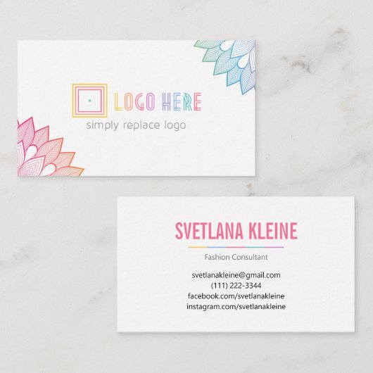 Visitekaartjes voor onafhankelijke Mode detailhand (Voorkant / Achterkant)