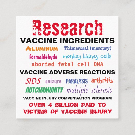 Visitekaartjes voor onderzoeksvaccins / handuitkaa (Voorkant)
