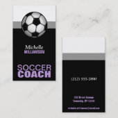 Visitekaartjes voor Paarse en zwarte Voetbal coach (Voorkant / Achterkant)