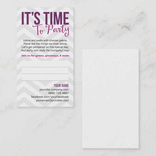 Visitekaartjes voor partijuitnodiging (Voorkant / Achterkant)