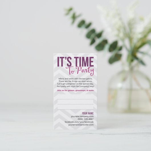 Visitekaartjes voor partijuitnodiging (Staand voorkant)