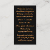 Visitekaartjes voor Pet- en Home Sitting Service (Achterkant)