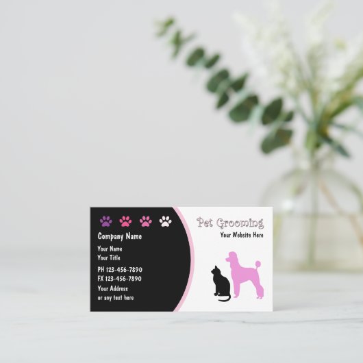 Visitekaartjes voor pet-grooming nieuw (Staand voorkant)