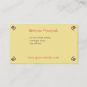 Visitekaartjes voor Pet Sitter Services pw Afdrukk (Achterkant)