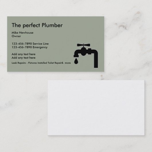 Visitekaartjes voor Plumber Service (Voorkant / Achterkant)