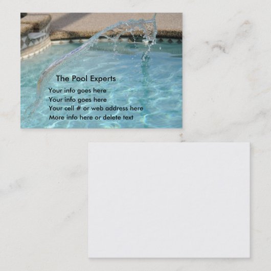 Visitekaartjes voor poolblauwe waterspatten (Voorkant / Achterkant)