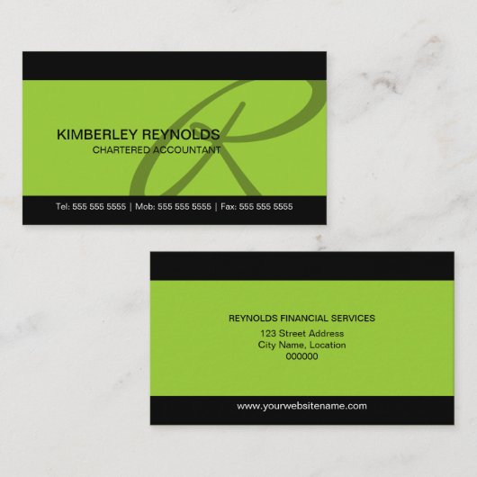 Visitekaartjes voor professionele monogram (Voorkant / Achterkant)