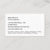 Visitekaartjes voor professionele thuisinspectie (Achterkant)